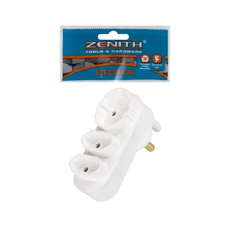 Zenith Plug Adaptor - 1 x Shuko socket  / 2 x 5 amp sockets